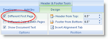 make different header after page 1 on microsoft word for mac 2011
