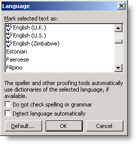 word spell check in french not english